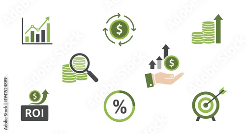 Collection of Financial Growth and Investment Icons.