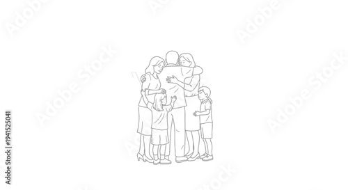 Family Hugging Together, Love and Unity, Diverse Generations, Warm Embrace