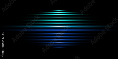 Abstract blue light trails and glowing horizontal lines on dark background high speed technology motion and futuristic digital energy