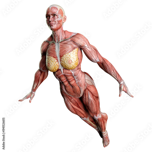 3D Rendering Female Anatomy Figure on White