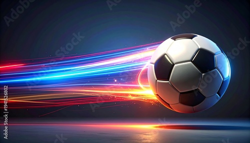 soccer ball with light trail on a gradient background