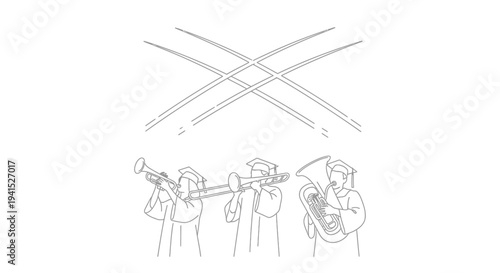 Graduation Band Playing Music Under Arched Lights