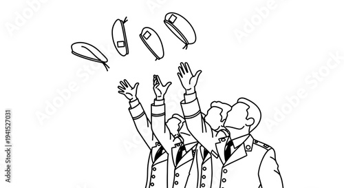 Graduation Ceremony Celebration: Students Throwing Caps in the Air