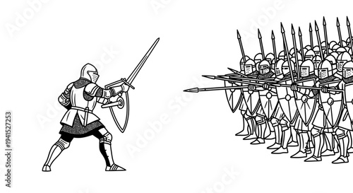 Knight vs Army: Epic Medieval Battle Illustration