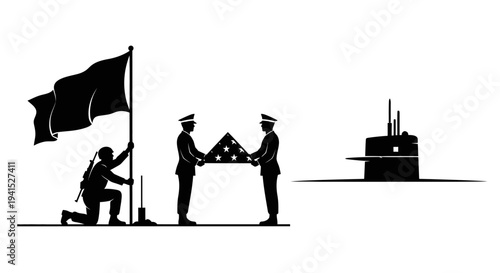 Military Honor Ceremony: Flag Raising, Flag Folding, Submarine Silhouette