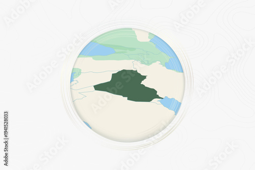 Stylized Map of Iraq with Neighboring Areas.