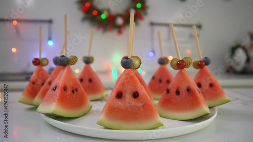 Watermelon Fruit Christmas Party Food.