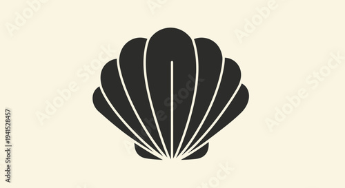 Black Shell Icon Simple Design Element.