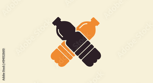 Crossed Plastic Water Bottles Illustration Design.