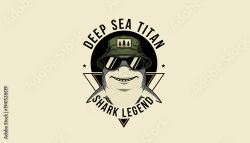 Deep Sea Titan Shark Legend Logo Design.