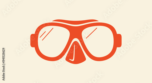 Diving Mask Illustration Orange Goggles Underwater Equipment.