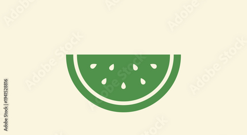 Green Watermelon Slice Illustration Simple Design.
