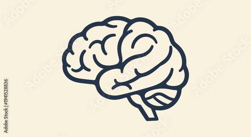 Human Brain Illustration Simple Design Style.