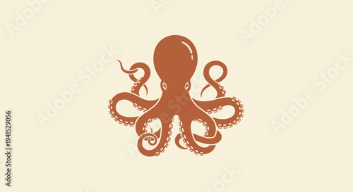 Octopus Illustration with Tentacles and Suckers.