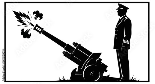 Military Officer Oversees Firing of Cannon