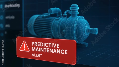 Next gen engineering solution simulation digital twin predictive maintenance alert interface for industrial pump monitoring system panel concept