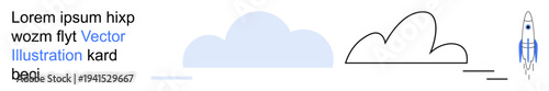 Space exploration, technology, startup growth, innovation, minimalism, futuristic ideas. Abstract rocket and clouds. Space exploration and technology concepts for modern use