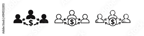 Money Transfer and Financial Transaction Icons - Payment and Income Concept