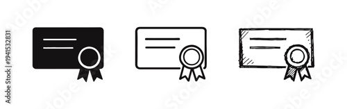 Certificate and Diploma Icons Set - Achievement and Award Concept