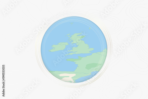 Stylized Map of Wales with Neighboring Areas.