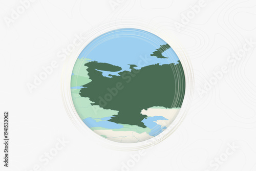 Stylized Map of Russia with Neighboring Areas.