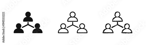 Organizational Hierarchy Icons Set - Team Structure and Management Concept