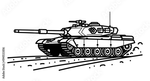 Military Tank Illustration, Combat Vehicle, Heavy Armor, War Machine, Army Equipment