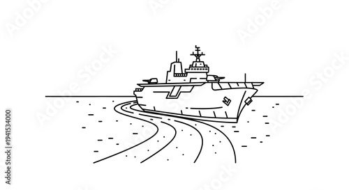 Modern Warship Navigating Through Calm Waters