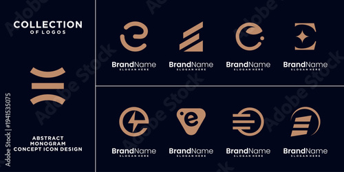Set of Letter E logo icon design template.