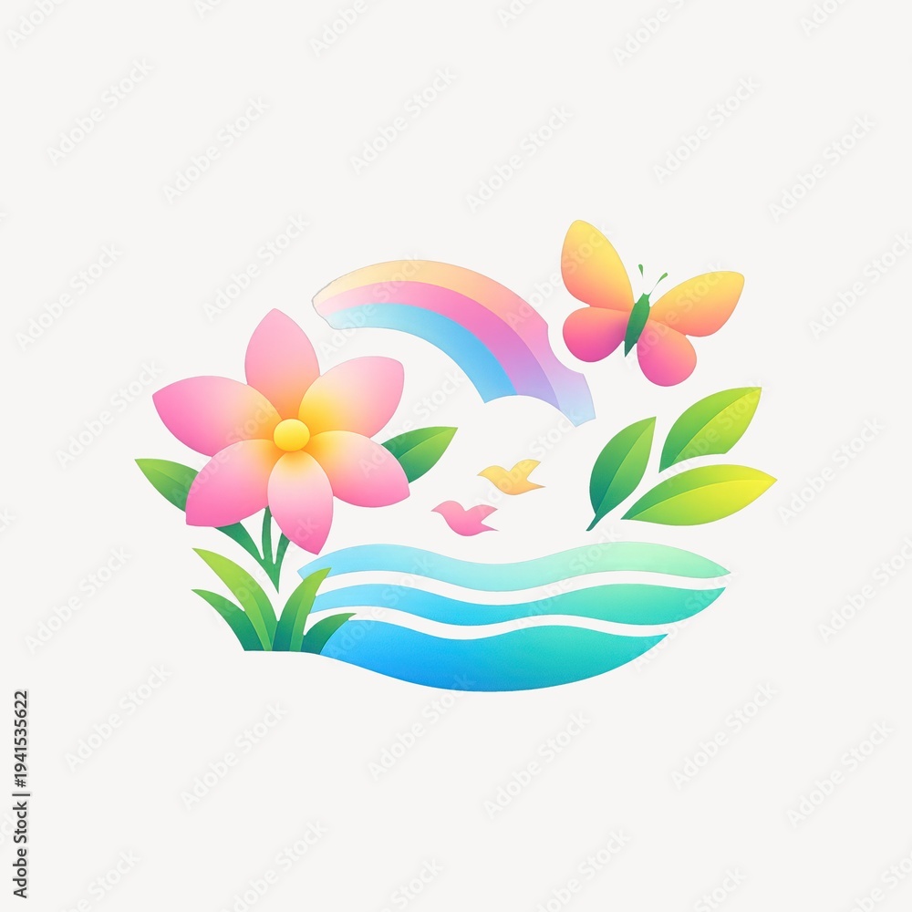 Fototapeta premium Colorful nature-themed illustration