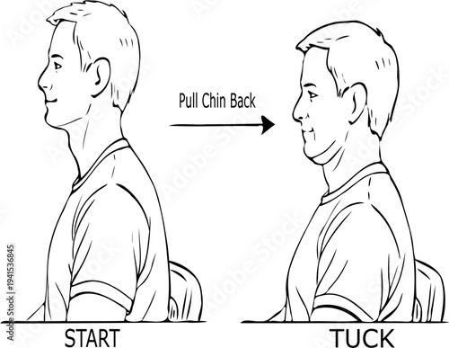 Chin Tuck Exercise for Forward Head Posture Correction – Neck Alignment Illustration
