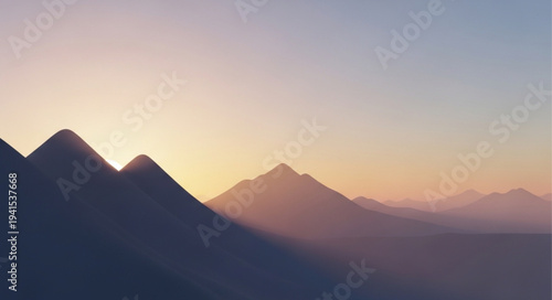 Majestic Mountain Range at Sunrise with Mist.