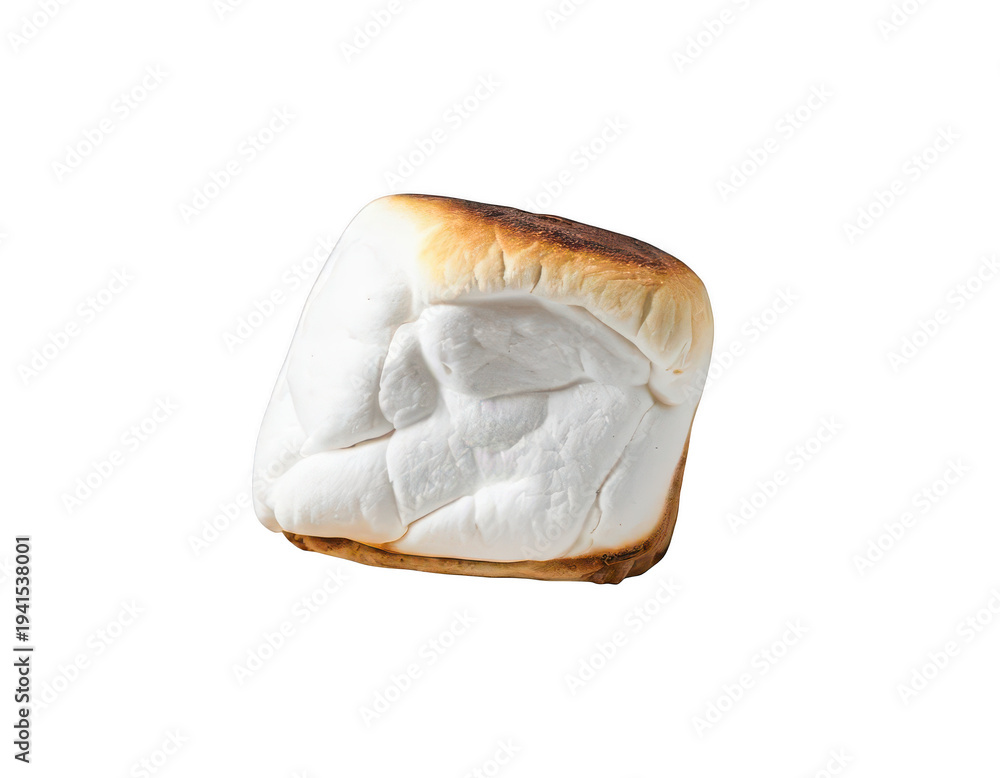 Obraz premium Roasted Marshmallow: A close-up shot of a perfectly toasted marshmallow, its exterior golden brown and slightly charred, revealing a soft, fluffy interior.