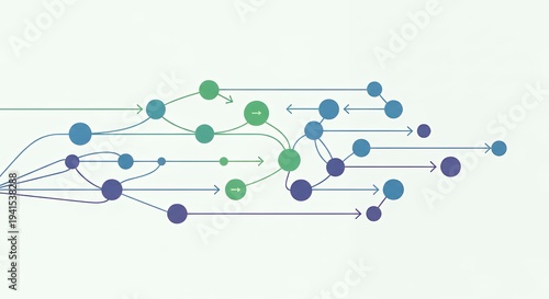Abstract network of interconnected nodes and pathways representing data flow and complex connections visualized in a clean, minimalist style