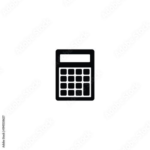 Solid fill of a black calculator with white keys and display digital