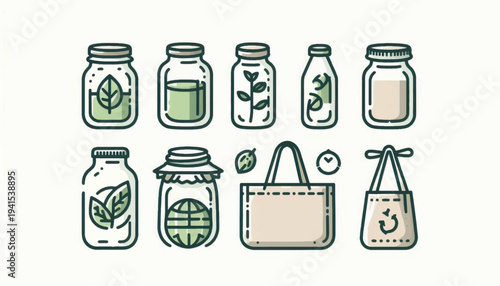 Collection of Reusable Jars and Bags.