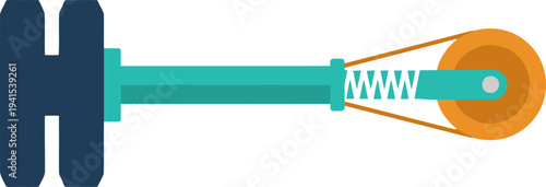 3D illustration of a filament feeder arm with spring and roller. Clean, modern design. Ideal for tech, manufacturing, and 3D printing visuals.