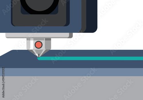 3D printer nozzle extrudes filament onto a build plate. A clear, focused image showcasing 3D printing technology. Modern, technical, and visually appealing.