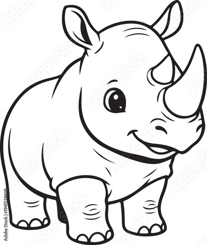 A cartoon rhinoceros with a happy expression