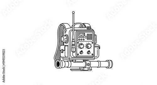Retro futuristic portable communication device with antenna and controls