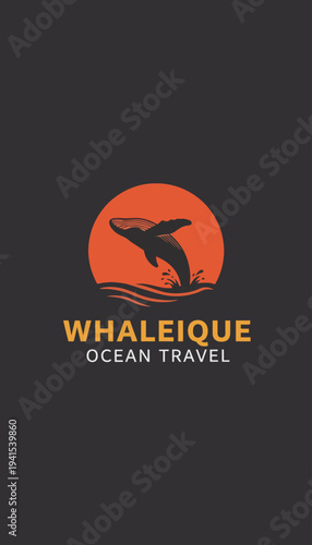 Whale Tail Logo Design for Ocean Travel.