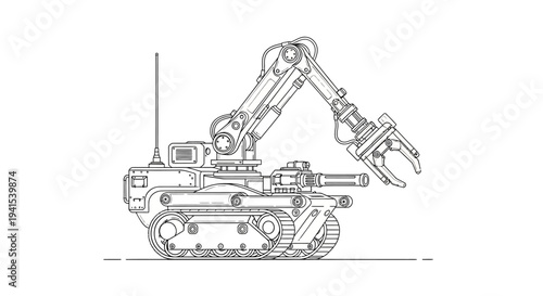 Robotic Arm on Tracked Vehicle: Industrial Automation and Technology Concept