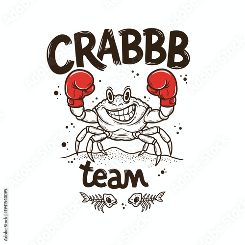 Cartoon Crab Wearing Boxing Gloves.