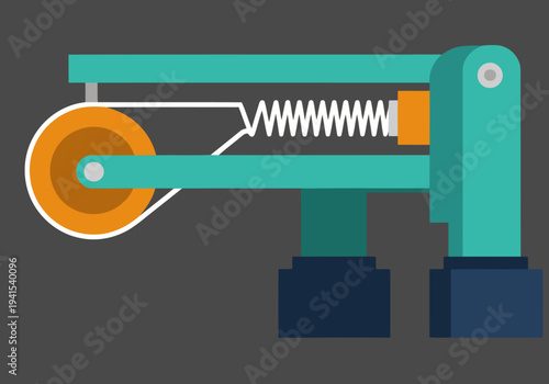 A stylized 3D illustration of a filament feeder arm. Clean, modern design with vibrant teal and orange colors. Ideal for tech, 3D printing, and engineering visuals.
