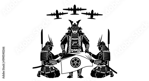 Samurai Warriors Unveil Japanese Flag Beneath Military Jets