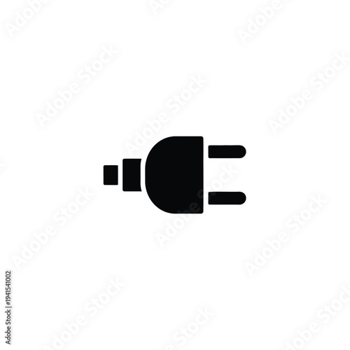 Solid fill of a black plug with two prongs electrical