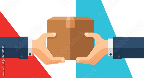 A visual depiction of a delivery exchange between two figures represented as dark silhouettes high quality professional detailed modern elegant stylish