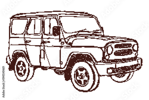Pixel symbol of road car.