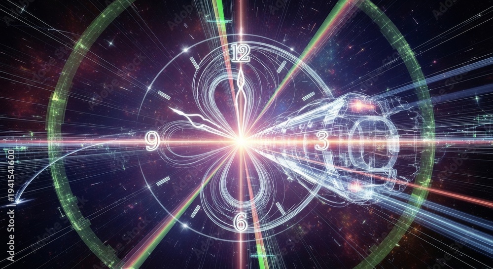 Fototapeta premium Abstract Cosmic Clock in Warp Speed
