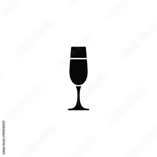 Solid fill of a champagne toast glass champagne glass black white